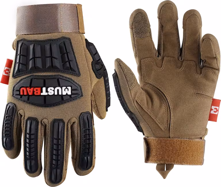 Mustbau 1 paio di guanti di sicurezza, guanti da meccanico, guanti antiurto, guanti antivibrazione, guanti da rigger, per impieghi gravosi, L