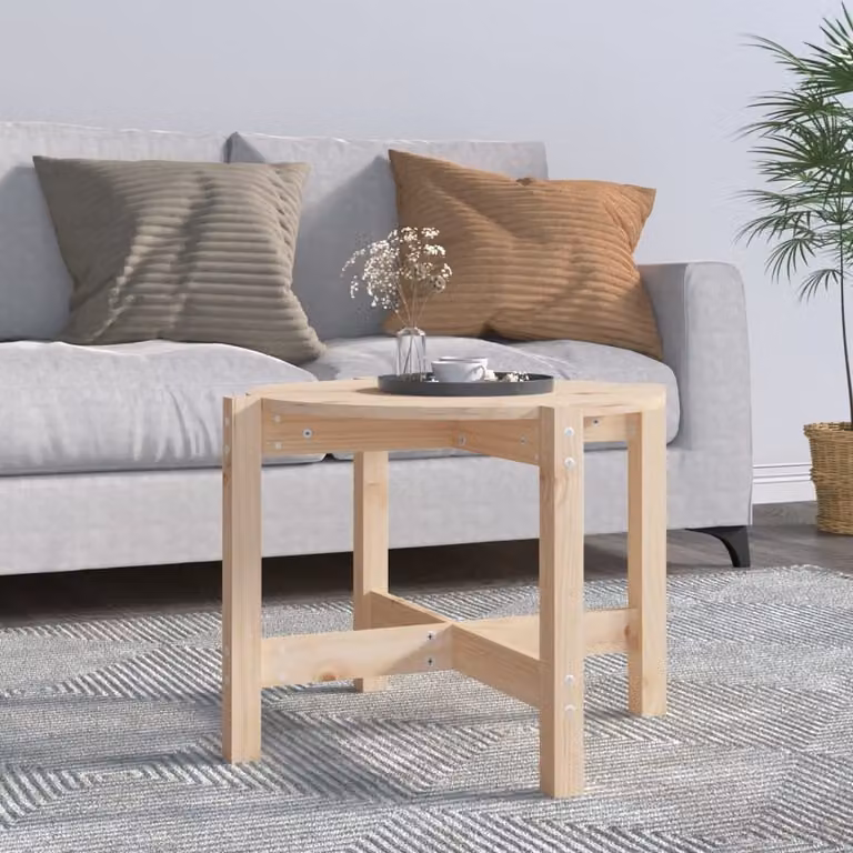 Tavolino The Living Store Ø 62,5x45 cm in legno di pino massiccio