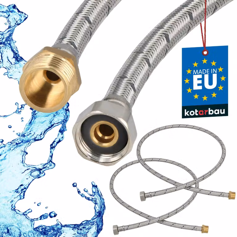 KOTARBAU® 2 Pezzi Tubo Flessibile per Rubinetto 1/2" x 1/2" Rinforzato 120cm Tubo Flessibile Rubinetto Cucina Maschio x Femmina Acciaio Inox