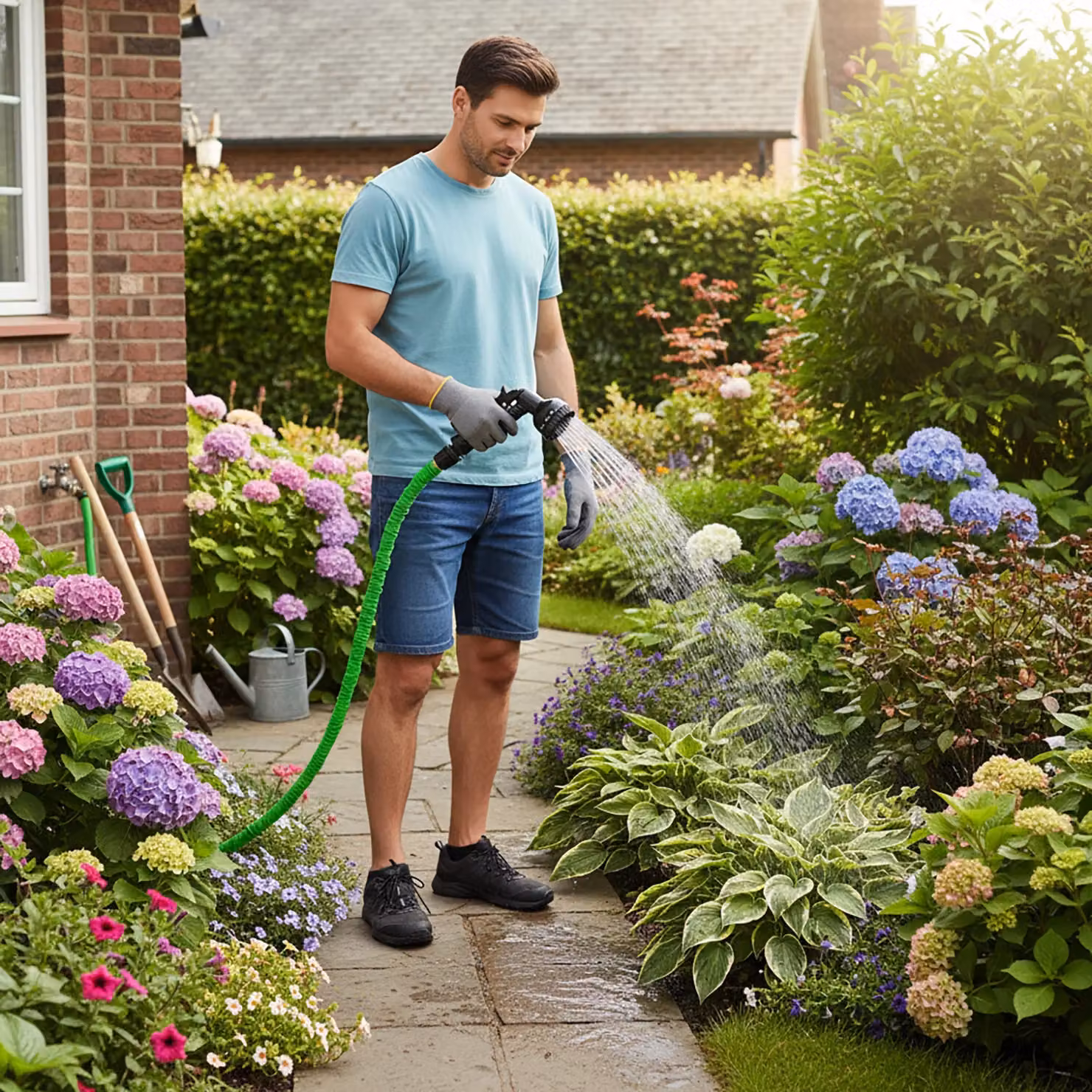 Vestiamo Casa Giardino Tubo Estensibile da Giardino con Pistola Multigetto Verde con Estensione da 7,5 a 22,5 metri – 2