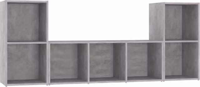 Set Mobile TV 3 pezzi Design In in Legno Multistrato Grigio Cemento L: 107 cm, P: 35 cm, H: 37 cm