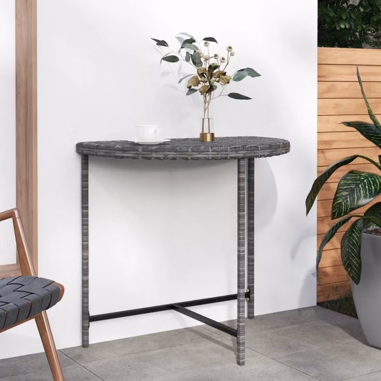 The Living Store tavolo da giardino grigio 80x50x75 cm in poly rattan