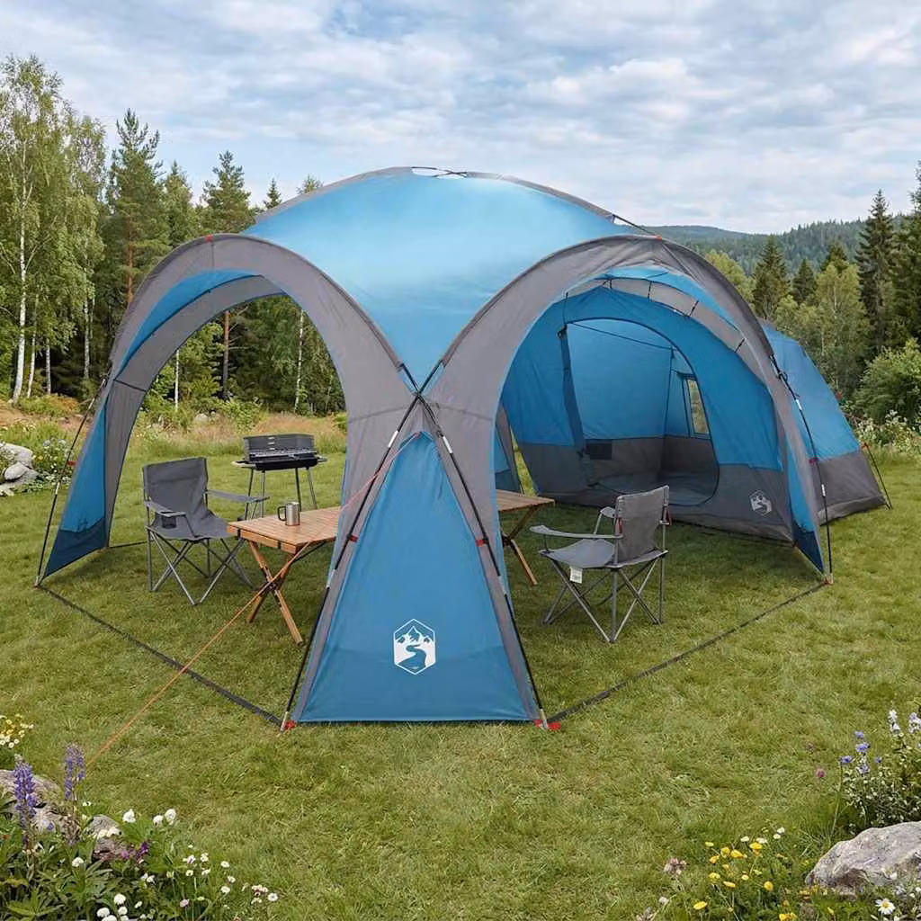 Tenda Laterale vidaXL Blu in Poliestere e Acciaio L: 643 cm, P: 408 cm, H: 260 cm