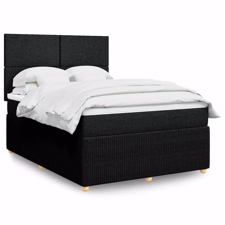 vidaXL Giroletto a Molle Ibrido con Materasso in Tessuto Nero L/P/H: 140 x 190 x 150,5 cm
