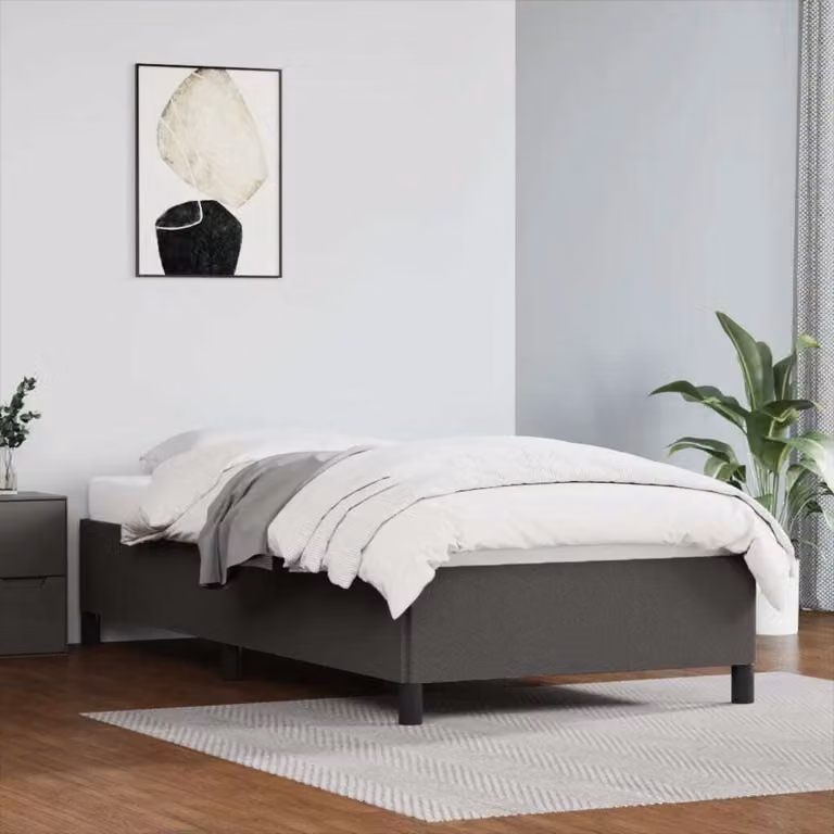 The Living Store Struttura letto in ecopelle grigia 80x200 cm