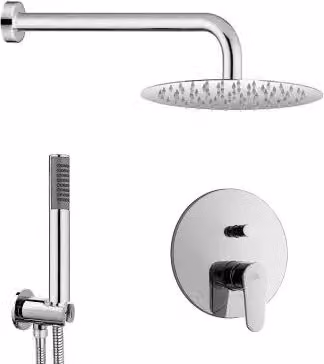Set doccia a incasso Paffoni Green con soffione in acciaio inox e kit doccia argento