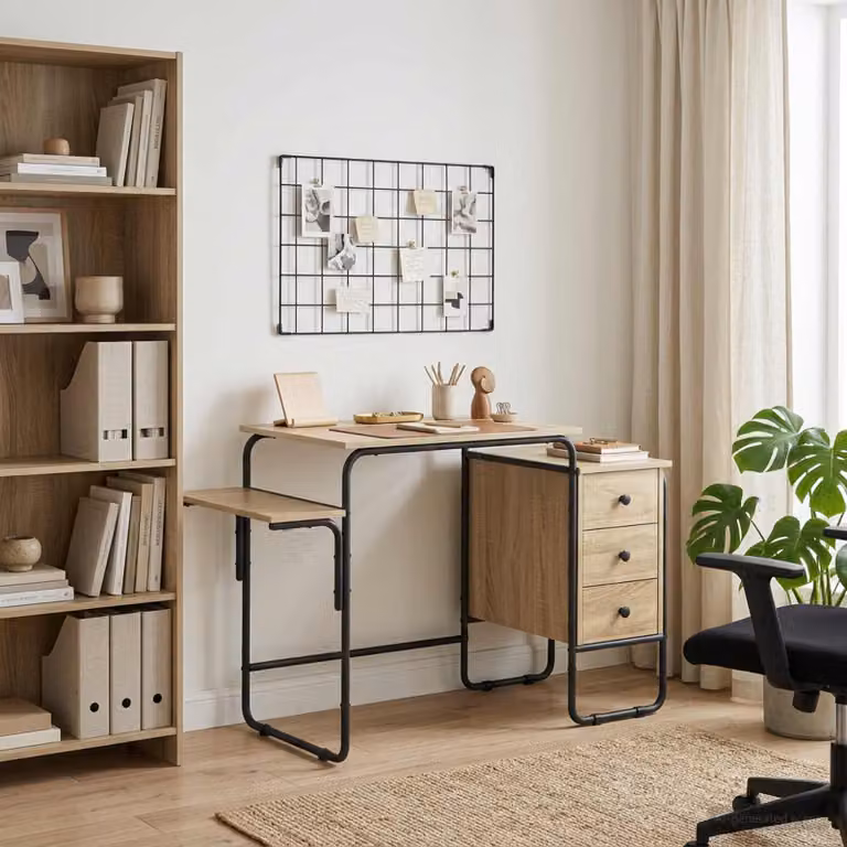 Scrivania moderna vidaXL con spazio di archiviazione in MDF laminato, colore marrone, L: 120 cm, P: 60 cm, H: 75 cm