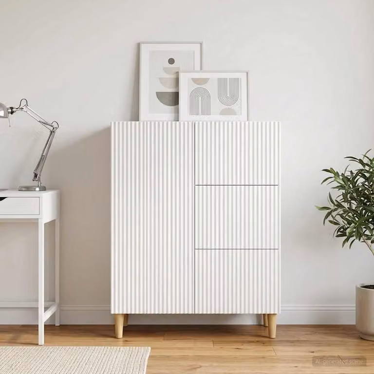 Credenza moderna vidaXL in legno ingegnerizzato bianco L 66 cm x P 34,5 cm x H 90 cm