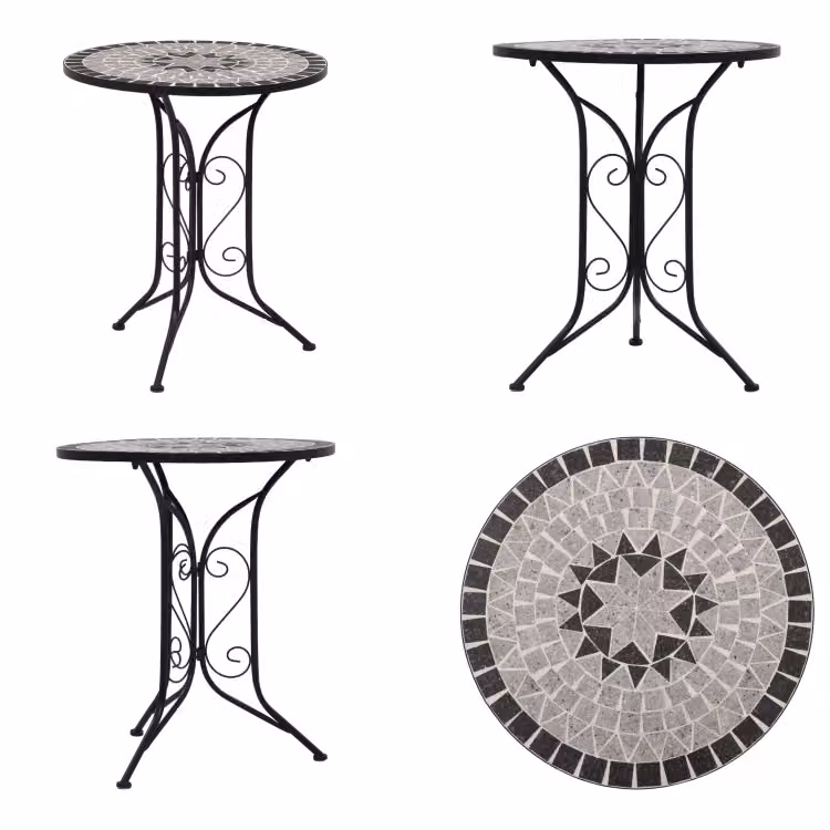 vidaXL Tavolo bistrot a mosaico grigio 61 cm in Vetroceramica - Tavolo - Tavoli - Tavolo a mosaico - Tavoli a mosaico