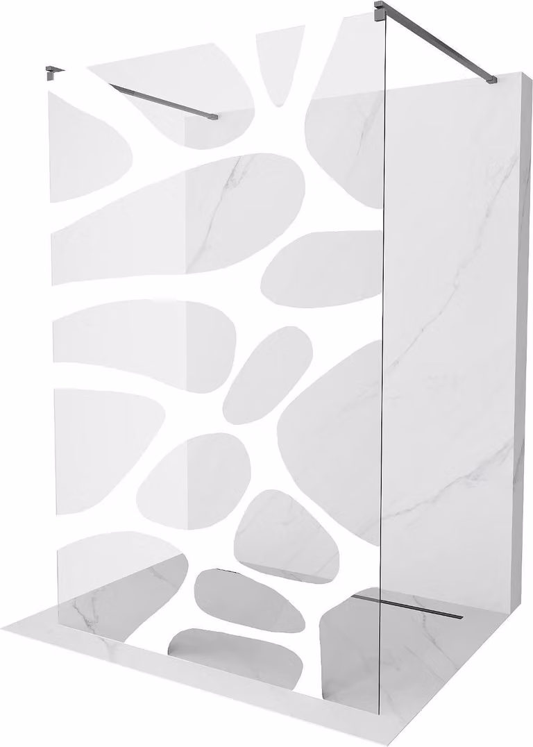 Mexen Kioto pannello doccia indipendente 110 x 200 cm, onda bianca 8 mm, gun metal - 800-110-002-95-97