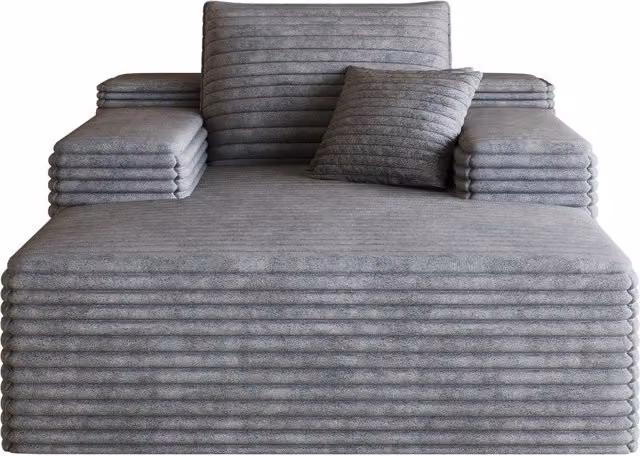 Divano in costina scuro 115x159 cm con chaise longue e schiuma ad alta elasticità, senza montaggio richiesto