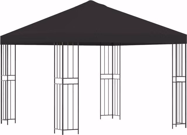 Gazebo | Pergolato 3 x 3 m Antracite Poliestere e Acciaio 190 gsm