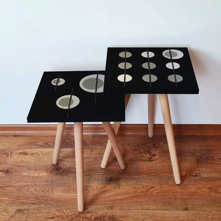 Skye Decor, 2Shp413 - Nero, Set di tavolini (2 pezzi), Nero, 100% MDF, 35 x 35 x 47 cm