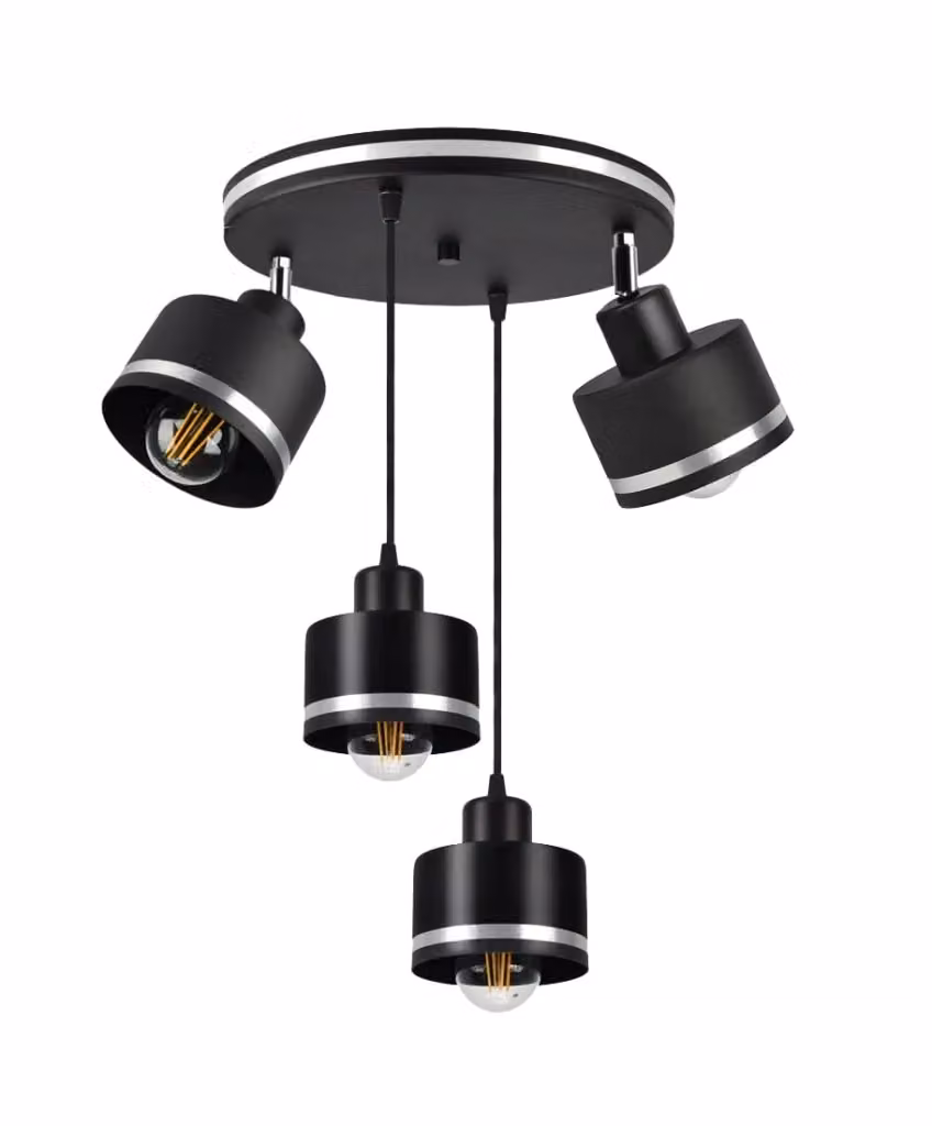 Lampadario a sospensione moderno Candellux WAMA in metallo nero e argento con 4xE27, regolabile in altezza e dimmerabile – 2