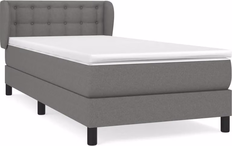 Giroletto a Molle con Materasso Grigio Scuro 100x200 cm Tessuto