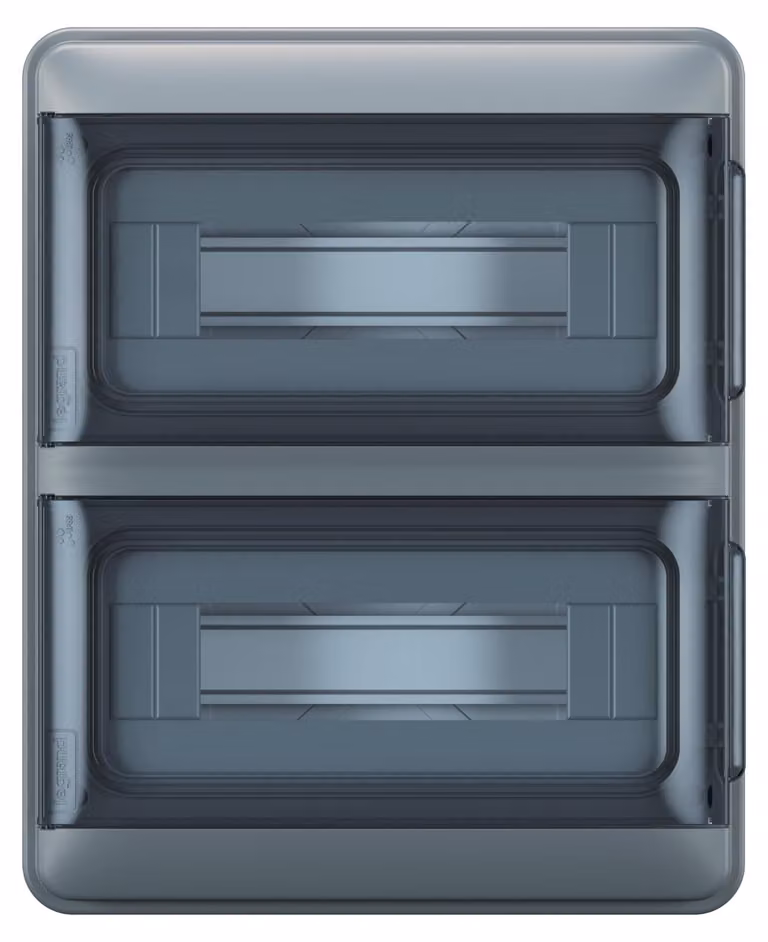 LEGRAND, Plexo S, quadro di distribuzione per ambienti umidi, da incasso, grado di protezione: IP65-IK07, a 2 file, 24 moduli, dimensioni: 350 x 285 x 106 (altezza x larghezza x profondità in mm), con barra di connessione per il conduttore di neutro e il