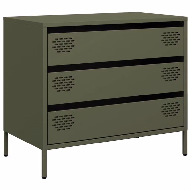 Credenza Verde Oliva 68x39x58,5 cm in Acciaio Laminato a Freddo