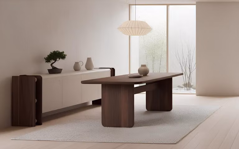 Tavolo da pranzo, credenza, stile moderno, colore marrone, nuovo, legno, pratico