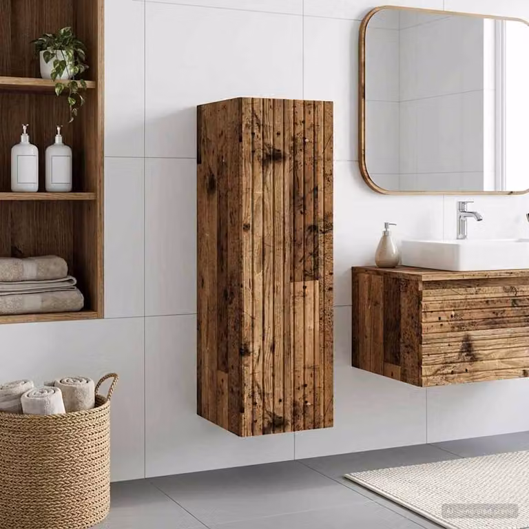 Mobiletto da bagno a muro vidaXL in legno marrone con ante a battente e ripiani interni L/P/H: 33 x 34,5 x 60 cm
