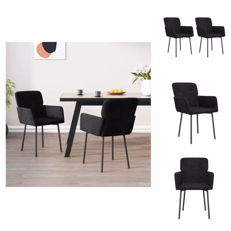 vidaXL Sedie da pranzo 2 pezzi in velluto nero - Sedie da pranzo