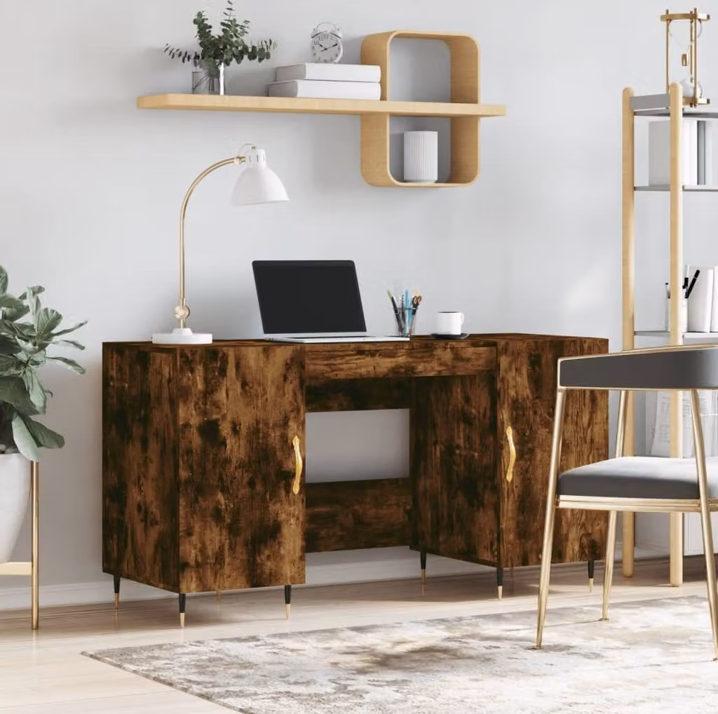 vidaXL Scrivania in rovere affumicato 140x50x75 cm in legno - Scrivania - Scrivania - Scrivania da ufficio - Scrivania da computer