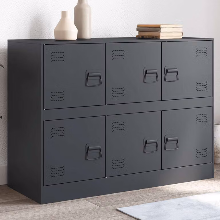 Credenza in metallo vidaXL stile industriale colore antracite L 99 cm x P 39 cm x H 73 cm