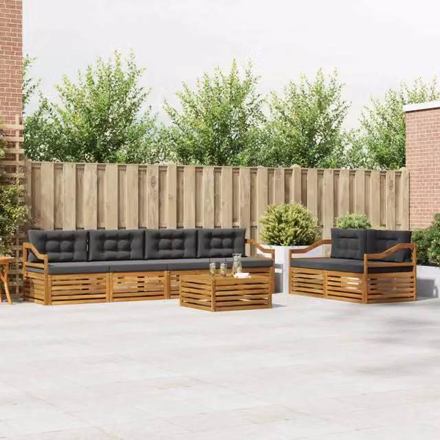 Set di divani da esterno 7 pz Naturale e Antracite 3373077
