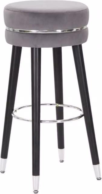 Sgabello da bar Vikasa Home Paris in velluto grigio e metallo silver, Altezza: 74 cm – 1