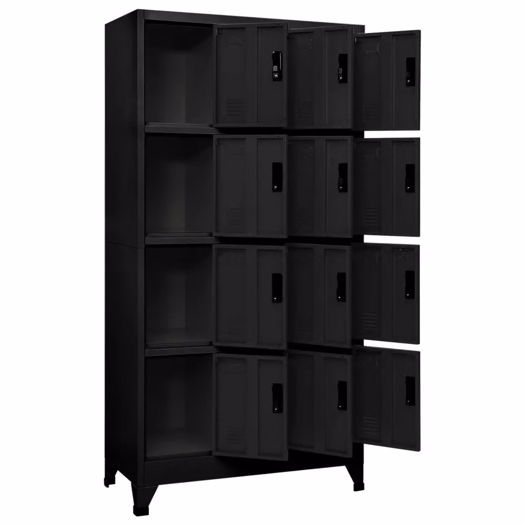 Armadietto moderno in metallo vidaXL nero con serratura e ante a battente L/P/H: 90 x 45 x 180 cm – 2