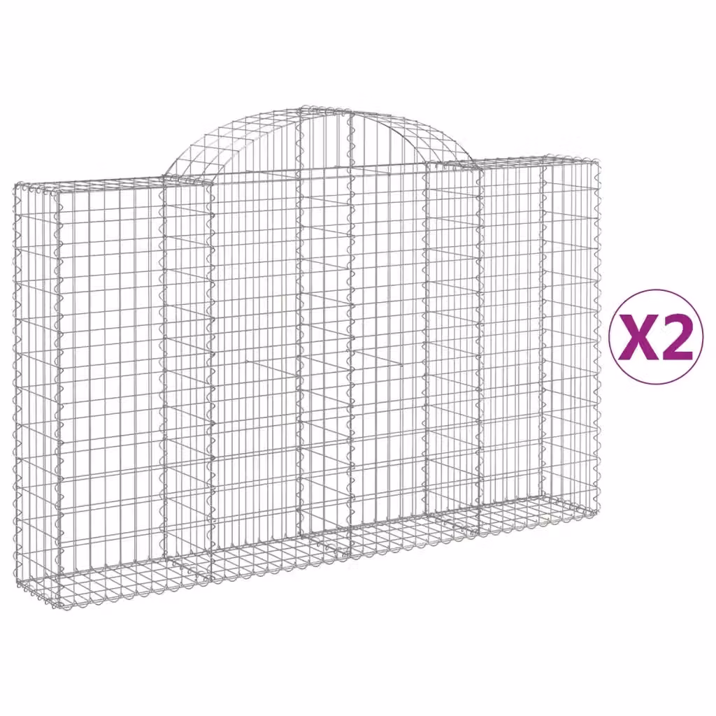 Set di 2 Cesti Gabbioni ad Arco vidaXL in Acciaio Zincato Grigio L: 200 cm, P: 30 cm, H: 120-140 cm – 2