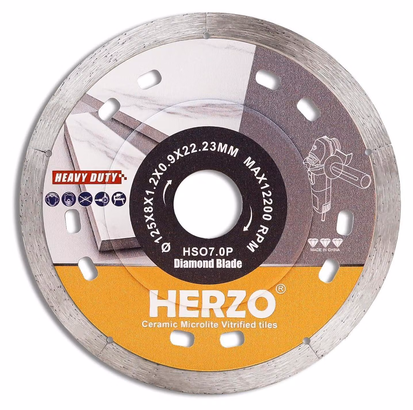 Disco diamantato per taglio, 125mm x 22,23mm, spessore 1,2mm, ideale per tagliare piastrelle, Vetroceramica, gres porcellanato e marmo