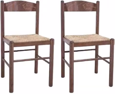 Set di 2 sedie in stile arte povera Mobili 2G in legno di faggio color noce con seduta in paglia L: 43 cm, P: 43 cm, H: 83 cm – 5