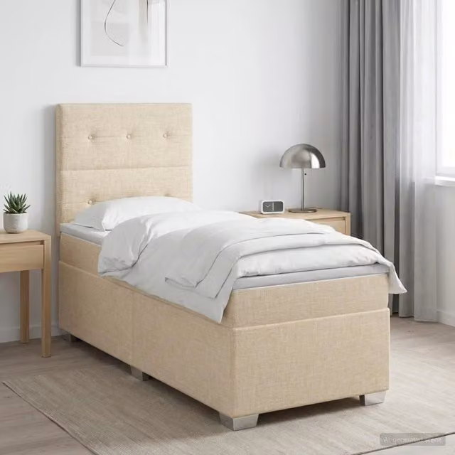 Letto box spring con materasso Crema 80 x 200 cm Tessuto 3454745