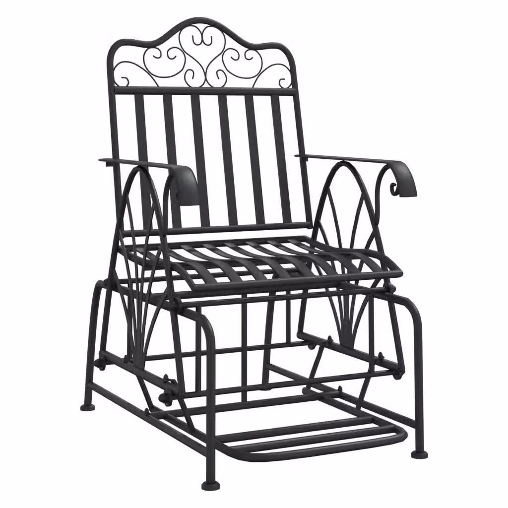 Panca da esterno Design Mania in acciaio nero opaco con braccioli – 2