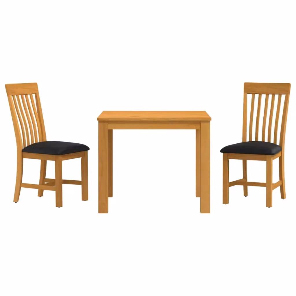 Set da pranzo moderno vidaXL in legno di quercia composto da tavolo rettangolare e 3 sedie, colore nero e marrone – 2