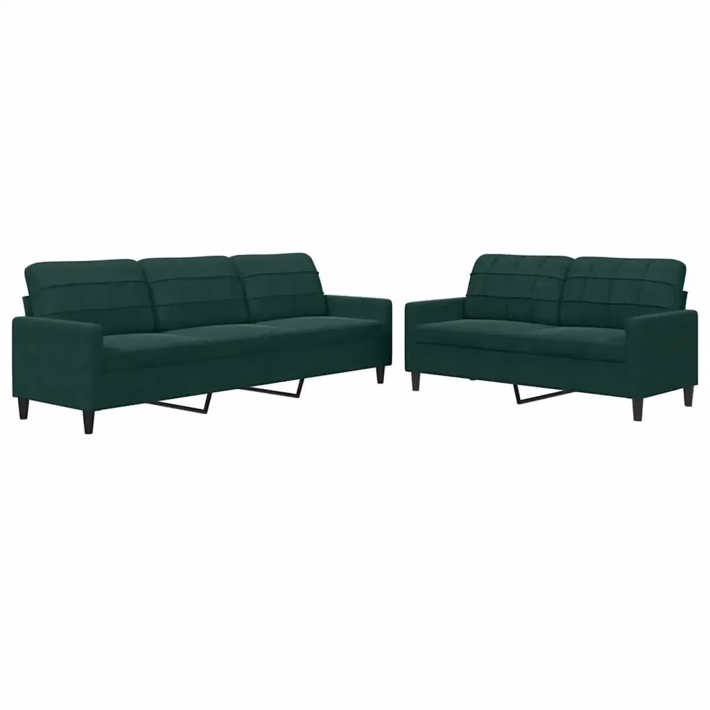Set di 2 divani moderni vidaXL in velluto verde con cuscini e struttura in metallo – 2
