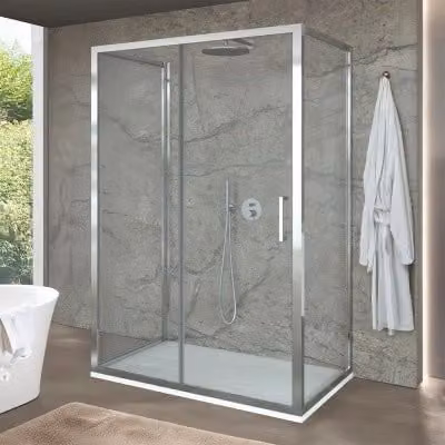 Box doccia rettangolare Ted con porta scorrevole in vetro trasparente L: 140 cm, P: 70 cm, H: 200 cm