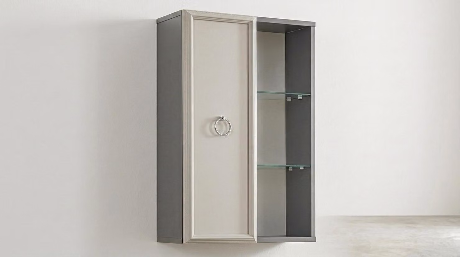 Wandschrank Wandregal Stil modern grau Wohnzimmer komfortabel