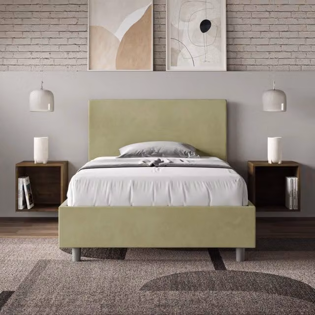 Letto imbottito Adele Ityhome color Tè verde in microfibra con rete, L/P/H: 110 x 200 x 106 cm – 1