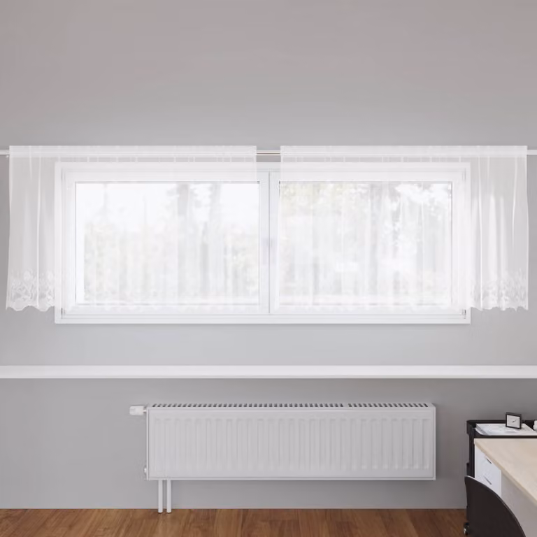 vidaXL Tenda in Pizzo Bianco con Motivo Floreale in Poliestere, L: 100 cm, H: 300 cm