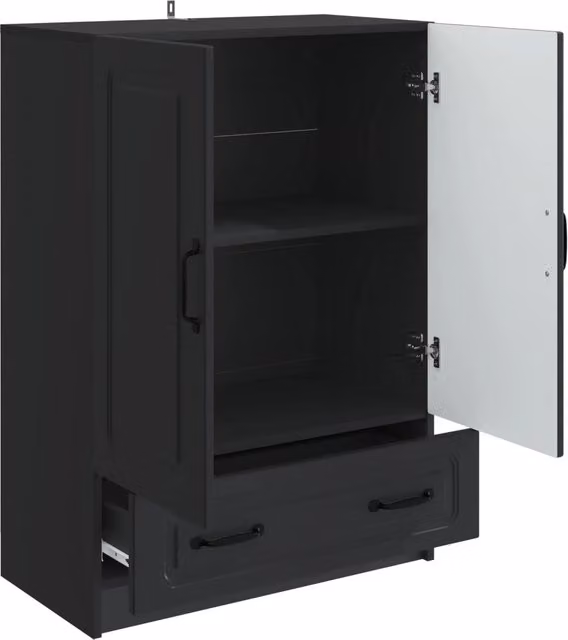Credenza moderna nera in legno MDF per soggiorno e sala da pranzo L: 66 cm, P: 34,5 cm, H: 92 cm