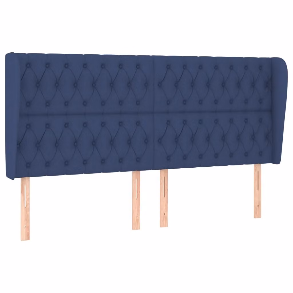 Testiera ad orecchio vidaXL in tessuto blu con struttura in legno L: 203 cm, P: 23 cm, H: 118/128 cm – 3