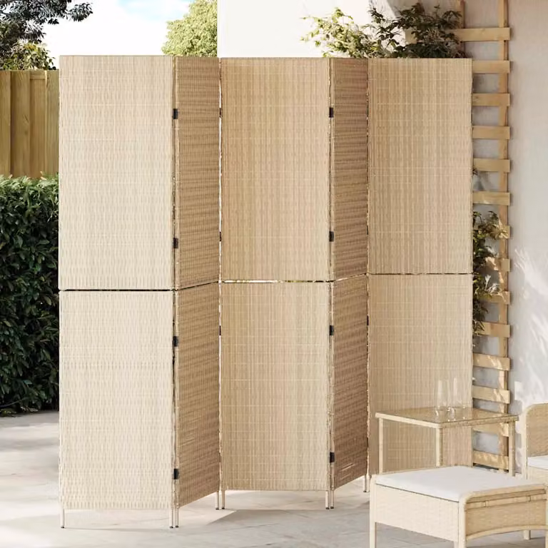 Divider per stanze vidaXL in polyrattan beige L: 242 cm, H: 180 cm