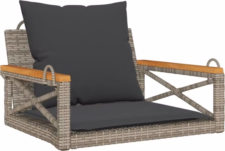 Panchina Dondolo con Cuscini Grigia 63x62x40 cm in Polyrattan