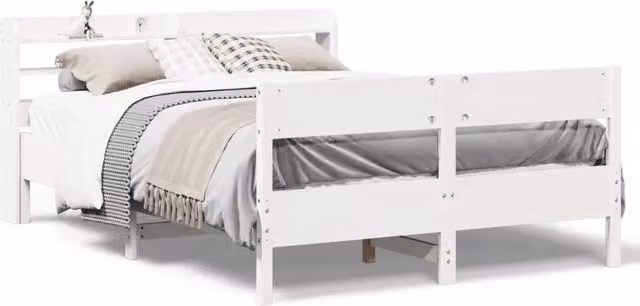 Letto matrimoniale | Letto per adulti | Letto senza Materasso Bianco 140x200 cm Legno Massello di Pino