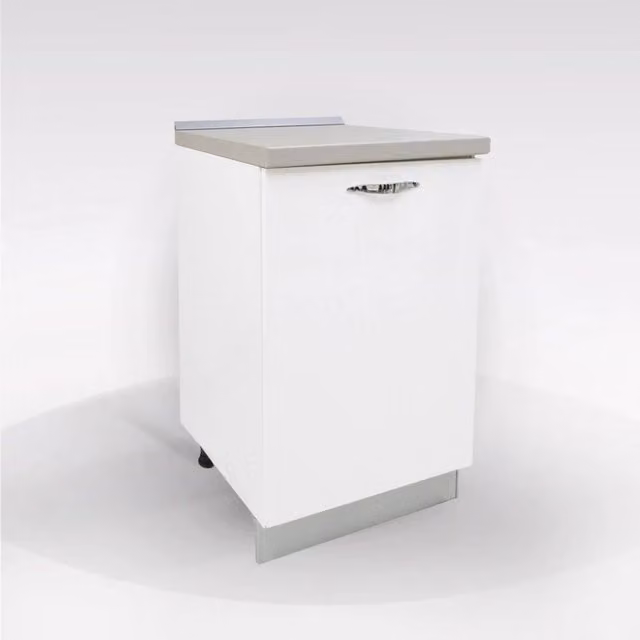 Base Cucina Componibile Bianco Lucido 60 cm con Top e Maniglia Cromo