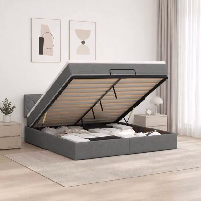Letto ottomano con materasso Grigio Scuro 180 x 200 cm Tessuto 3456428