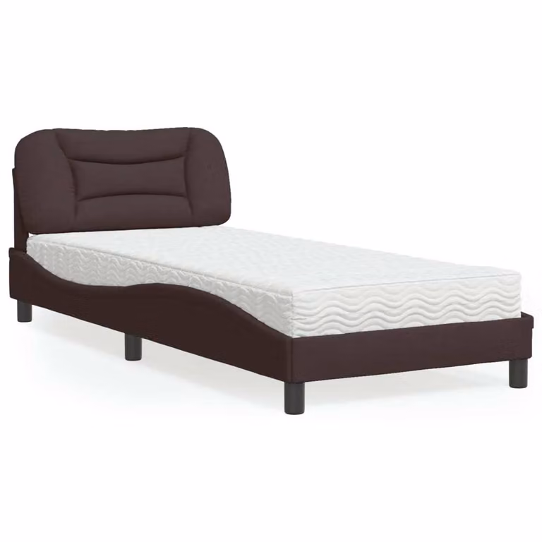 Letto con Materasso Hvar Marrone Scuro 90x190 cm in Tessuto