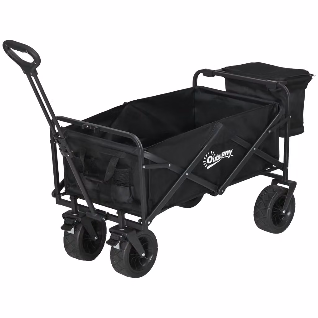 Carrello della spesa pieghevole Xylo con borsa termica removibile e manico regolabile in acciaio e poliestere, colore nero – 2