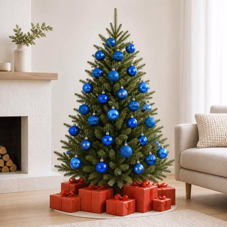 vidaXL Set di Palline di Natale 75 pz Blu 6 cm Polistirolo